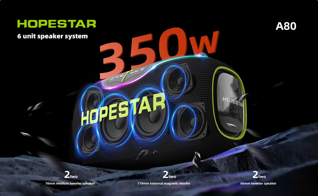 Hopestar alto-falante a80 alto gravador de áudio portátil de alta qualidade 350w rgb subwoofer home theater usb festa computador dc