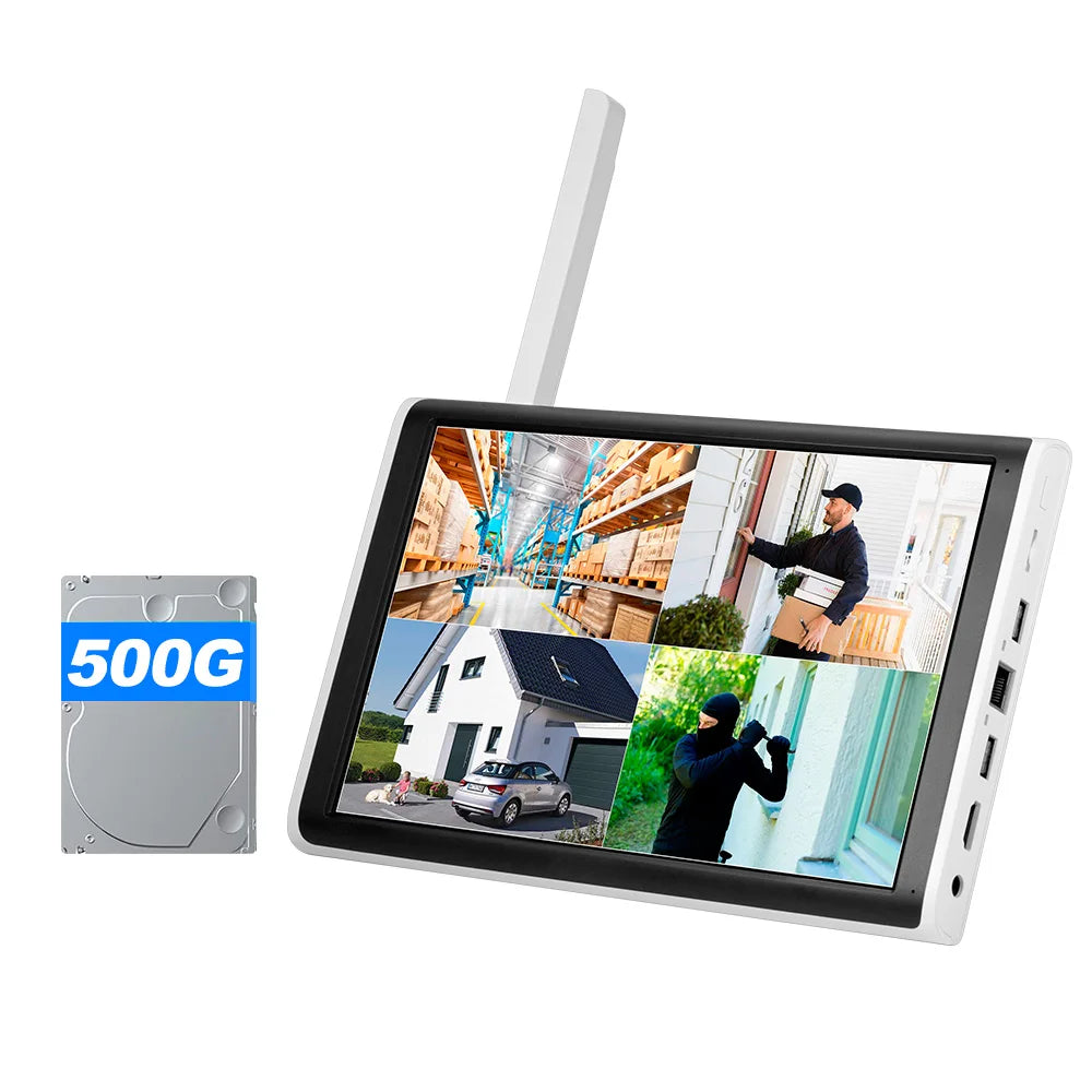 Fuers h.265 tela lcd de 10.1 polegadas 8ch sem fio nvr segurança diy câmera ao ar livre sistema wi fi vigilância cctv gravador de áudio e vídeo