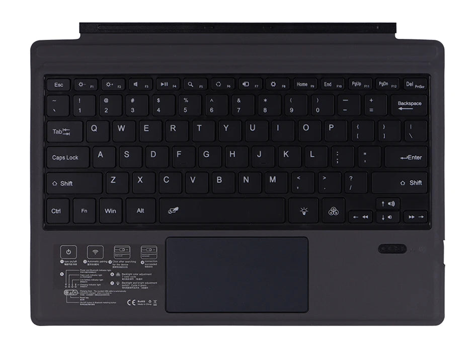 Teclado Bluetooth Retroiluminado para Microsoft Surface Pro 3 4 5 6 7 7+/Microsoft Surface Pro 8 9 10 11 X 13inch, Teclado Trackpad Teclado Sem Fio,Teclado português