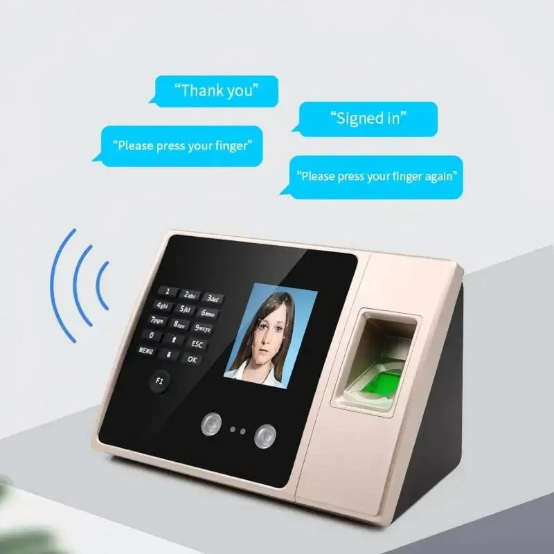 Facial Attendance Fingerprint Recognition Password Unlock Voice Prompt No Software UDisk FAT32 Format Direct Export EXCEL Report