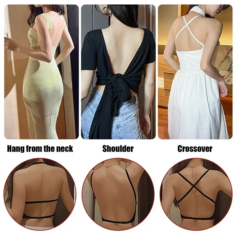 Sutiã invisível feminino profundo u mergulho sutiãs sem costas para vestidos lingerie sexy com alça transparente push up sem alças underwea