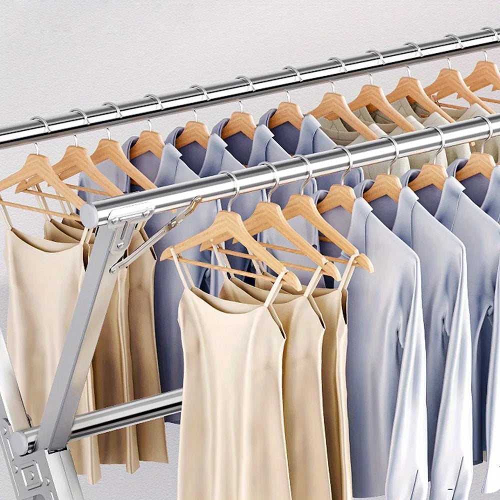 Rack de secagem dobrável em forma de X de aço inoxidável, rack de roupas universal interno e externo, roupas de secagem e colchas, organizador de armazenamento