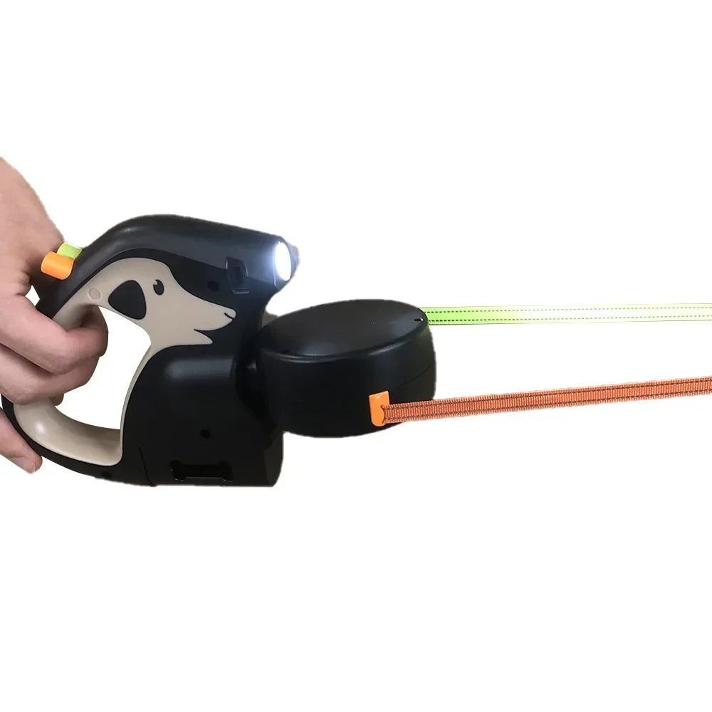 Trela rotativa de nylon para animais de estimação, 3m, para 2 cães, corda dupla ajustável, com lanterna, saco de cocô, caixa, corda de tração para animais de estimação, retrátil
