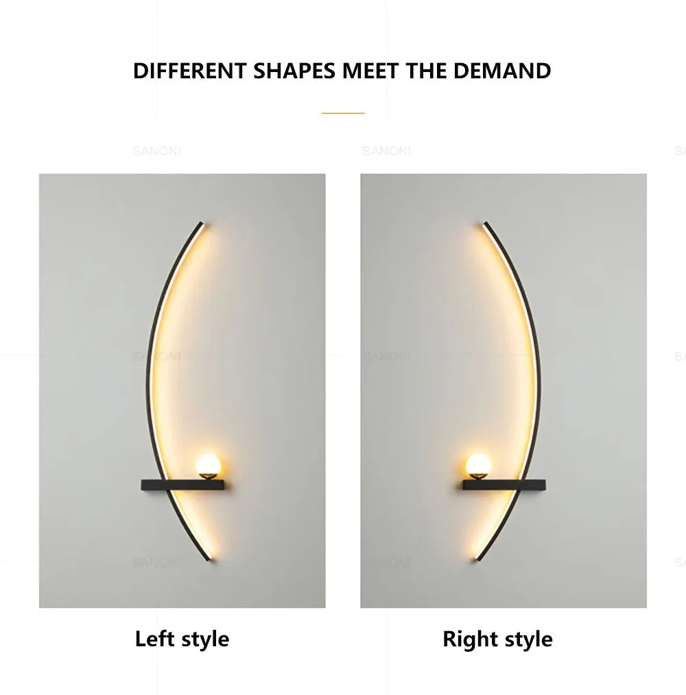 Nordic led lâmpada de parede listras arandela para o quarto cabeceira sala estar estudo escadas decoração casa luminária interior lustre