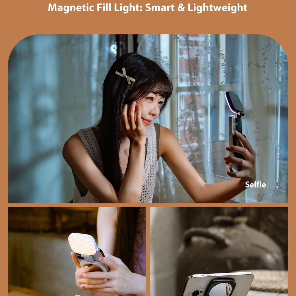 Smallrig luz magnética do telefone, p48 bicolor regulável led luz de preenchimento dobrável magsafe beleza lâmpada painel macio, para iphone16/android