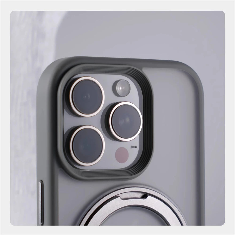 360 °   Rotação de metal anel titular magnético pára-choques caso para iphone 16 pro max 15 14 13 para magsafe carga sem fio capa à prova de choque