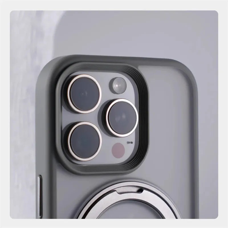 360° Rotation Metal Ring Holder Magnetic Bumper Case for iPhone 16 Pro Max 15 14 13 For Magsafe Wireless Charge Shockproof Cover