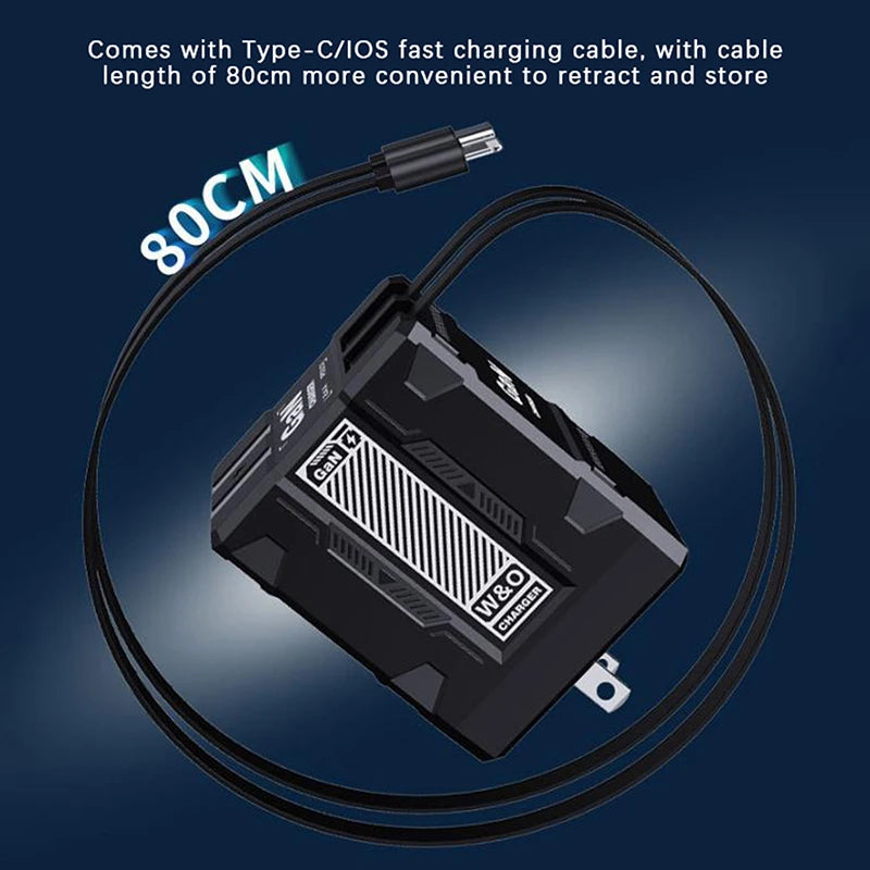 {MX} Carregador inteligente retrátil duplo PD + USB Plugue EUA / Reino Unido / UE 2 em 1 Carregador Gan 20W PD3.0 Carregador de carregamento rápido