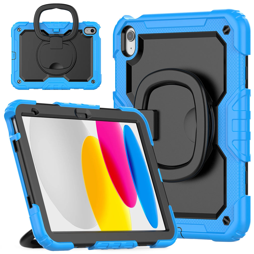Capa com Alça Universal para iPad A16 2025 11ª Geração 10.9 2022 10ª Geração. Com Alça de Ombro, Suporte Giratório 360°, Capa Híbrida para Crianças