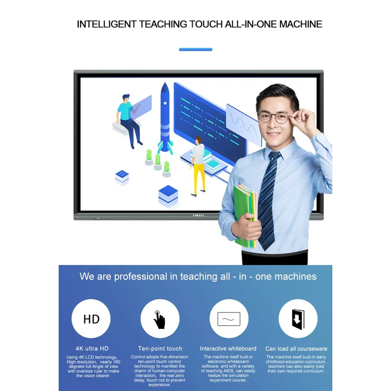 55 65 75 85 86 98 110 inch panel smart board touch screen digital white 8k smart interactive board classroom teaching