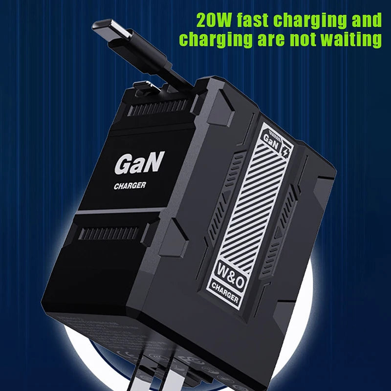 {MX} Carregador inteligente retrátil duplo PD + USB Plugue EUA / Reino Unido / UE 2 em 1 Carregador Gan 20W PD3.0 Carregador de carregamento rápido