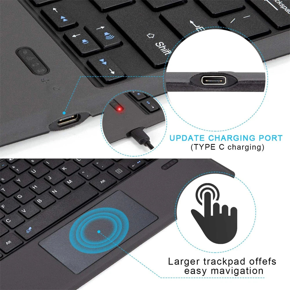 Teclado Bluetooth Retroiluminado para Microsoft Surface Pro 3 4 5 6 7 7+/Microsoft Surface Pro 8 9 10 11 X 13inch, Teclado Trackpad Teclado Sem Fio,Teclado português