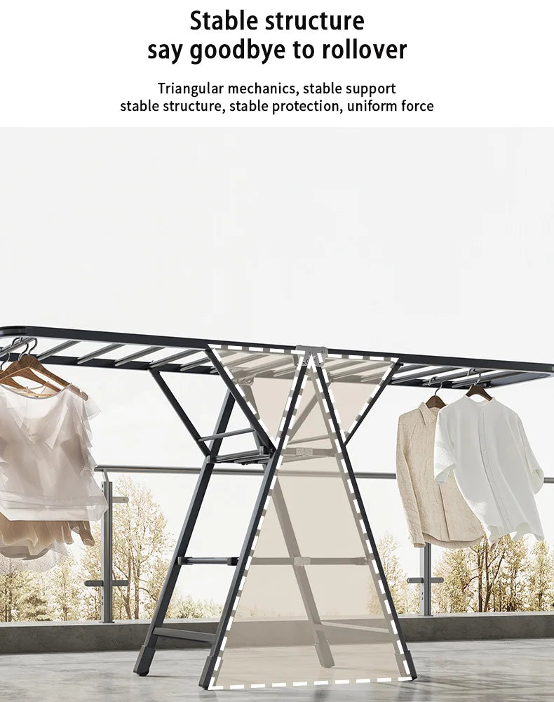 Casa interior dobrável vertical vloth rack de secagem varanda aço roupas rodas secador removível colcha torre prateleira suporte lavanderia