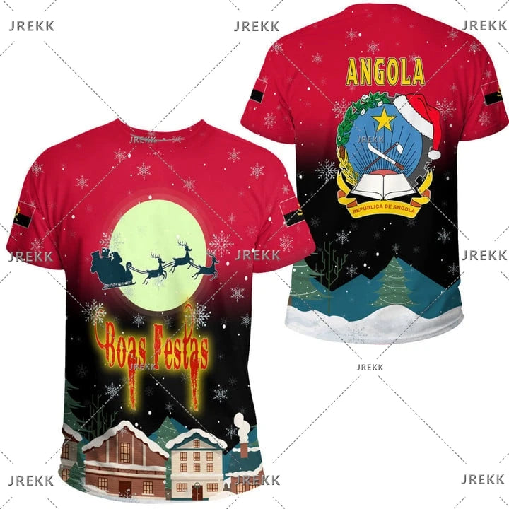 Angola bandeira mapa impressão 3d t camisa para roupas masculinas emblema nacional esporte camisa dashiki festival presente feminino tshirt crianças streetwear
