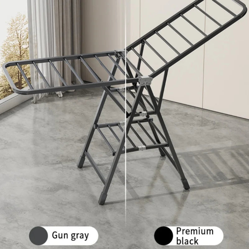 Casa interior dobrável vertical vloth rack de secagem varanda aço roupas rodas secador removível colcha torre prateleira suporte lavanderia