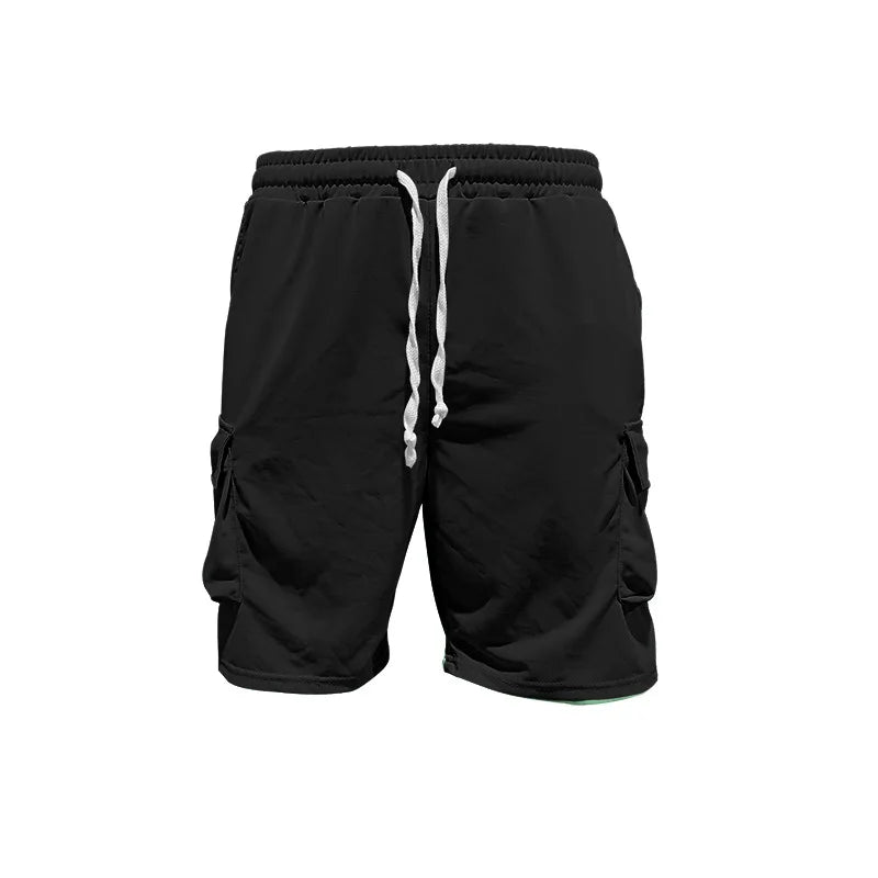 Novo estilo de verão moda camiseta e shorts utilitários conjunto de cor sólida, um terno masculino casual e esportivo