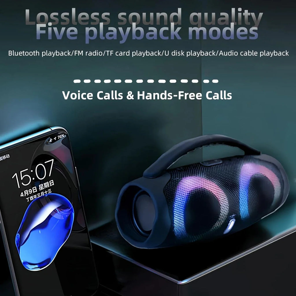 Portátil à prova dwaterproof água 100w de alta potência bluetooth alto-falante rgb luz colorida sem fio subwoofer estéreo surround subwoofer boombox