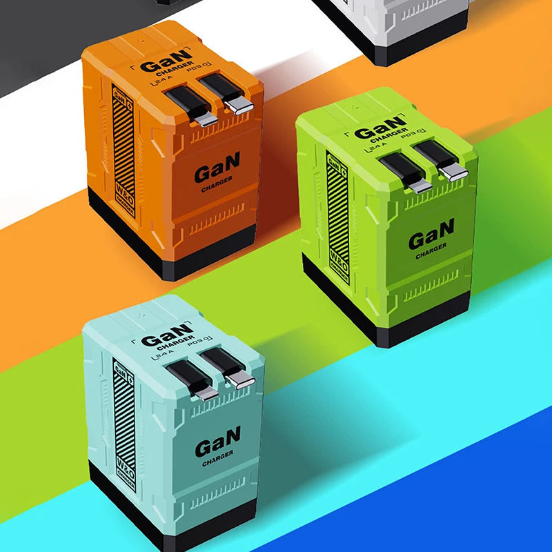 {MX} Carregador inteligente retrátil duplo PD + USB Plugue EUA / Reino Unido / UE 2 em 1 Carregador Gan 20W PD3.0 Carregador de carregamento rápido