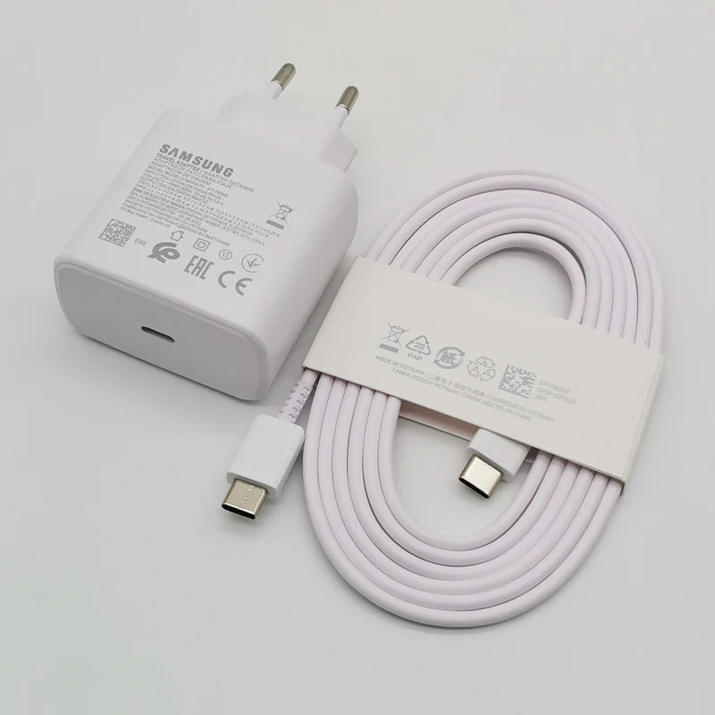 Carregador de 45W, 1.8m, Tipo C, Galaxy S24, S23, S22, S21, S20, Nota 20, Ultra 10, Z Flip, Fold 6, Samsung-Adaptador de Carga Super Rápida, 5, 4, 3, 2