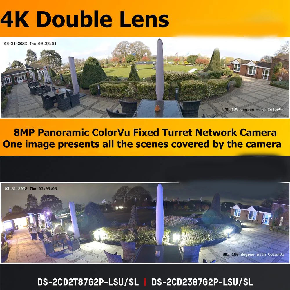 Hikvision câmera ip 8mp panorâmica colorvu torre DS-2CD2387G2P-LSU/sl 4k segurança lente dupla cor noite microfone embutido alto-falante