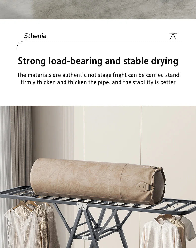 Casa interior dobrável vertical vloth rack de secagem varanda aço roupas rodas secador removível colcha torre prateleira suporte lavanderia