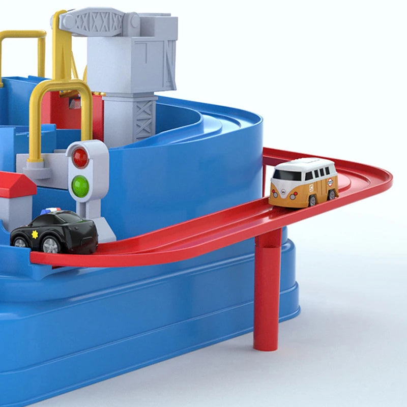 Modelo de carro ferroviário de corrida brinquedos educativos crianças pista jogo de aventura cérebro trem interativo mecânico animais espaço foguete brinquedo