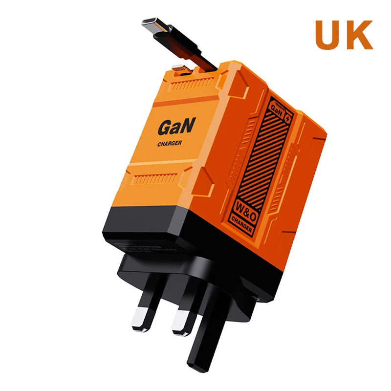 {MX} Carregador inteligente retrátil duplo PD + USB Plugue EUA / Reino Unido / UE 2 em 1 Carregador Gan 20W PD3.0 Carregador de carregamento rápido