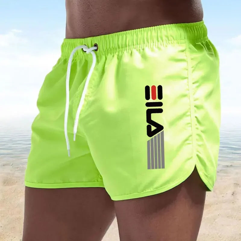 Calções de verão dos homens de secagem rápida calções de banho respirável net secagem rápida surf praia calças de fitness dos homens calções de cintura elástica