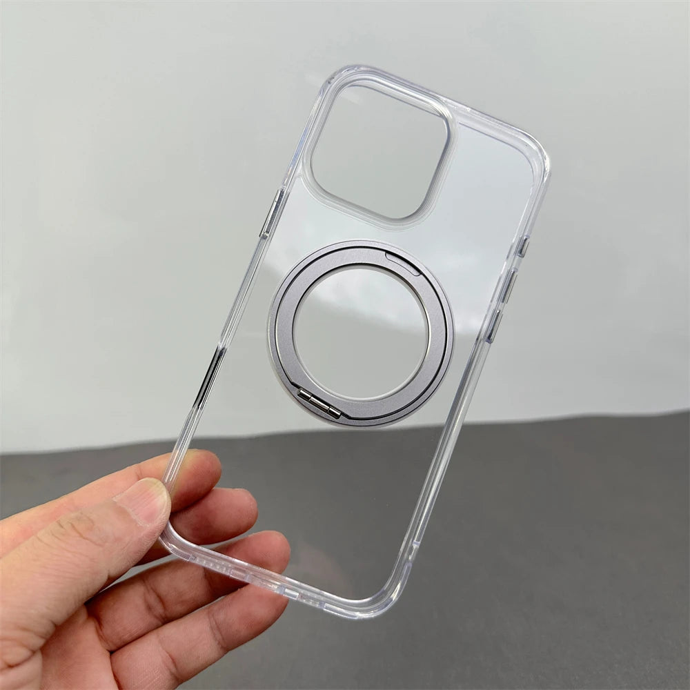 360 °   Rotação de metal anel titular magnético pára-choques caso para iphone 16 pro max 15 14 13 para magsafe carga sem fio capa à prova de choque