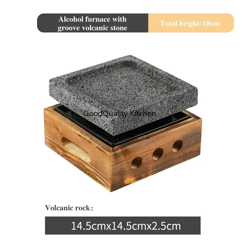 Churrasco Japonês Stone Grill Plate, Bandeja De Cozimento De Pedra, Bife De Alta Temperatura, Rocha Vulcânica, Prato De Churrasco