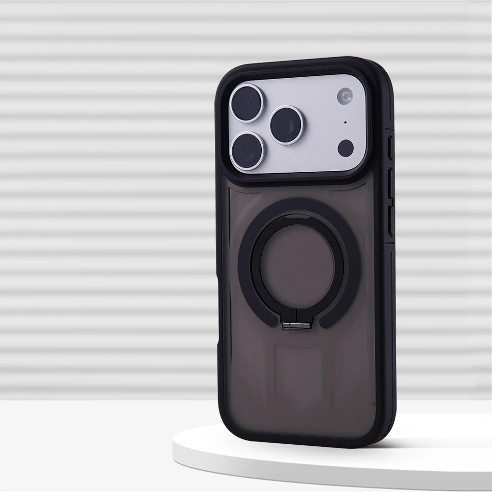 Capa de Telefone Luxuosa com Suporte Magnético Fosco para iPhone 17 Pro Max Air 16 15 14 13 12 Plus para Magsafe, Capa Protetora à Prova de Choque
