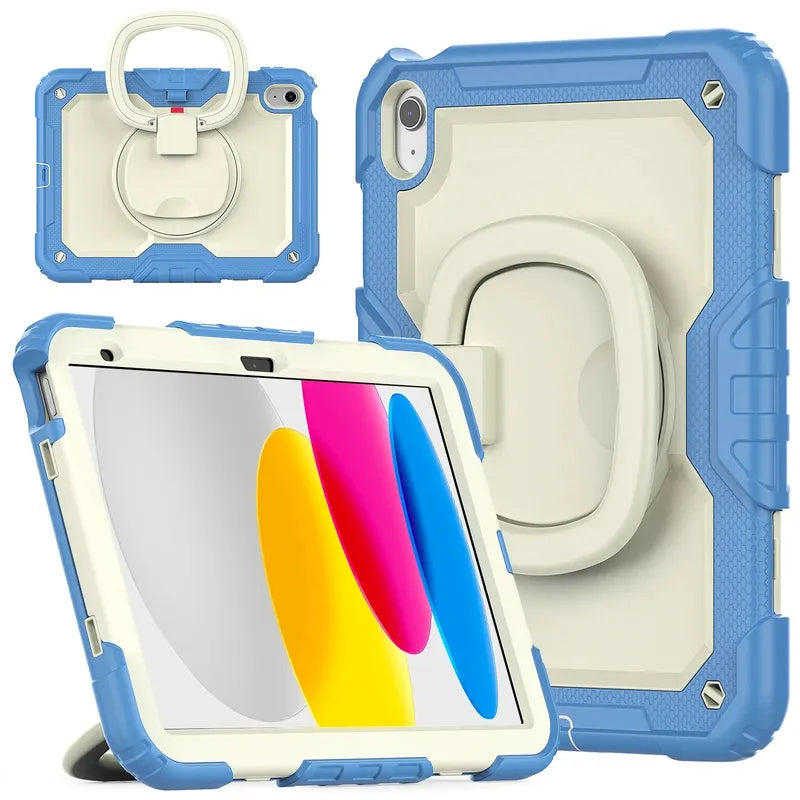 Handle Grip Case Universal For iPad A16 2025 11th 10.9 2022 10th Gen. With Shoulder Strap 360 Rotating Stand Hybrid Kids Cover