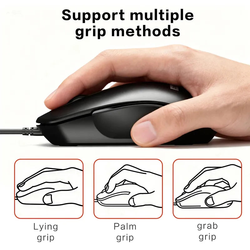 M150 Wired Mouse, Ergonomic Design USB-Powered Durable Black Smooth Rolling Ideal for Office Home Laptop Desktop and PC Use