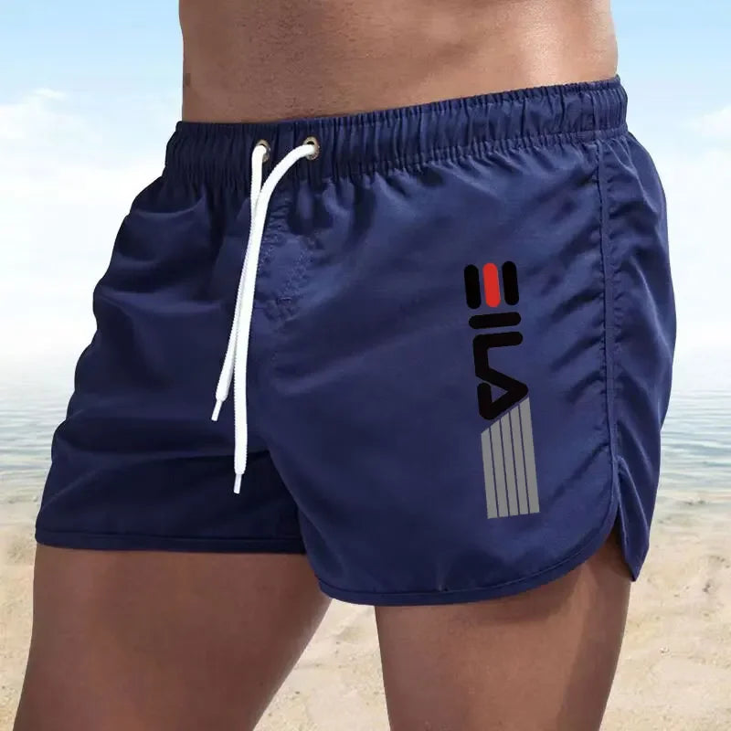 Calções de verão dos homens de secagem rápida calções de banho respirável net secagem rápida surf praia calças de fitness dos homens calções de cintura elástica
