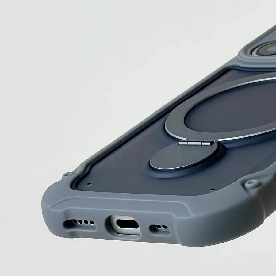 para Magsafe 360 °   Rotação de metal suporte caso telefone para iphone 17 12 13 16 pro max 17 pro 14 15 plus airbag à prova choque fosco capa