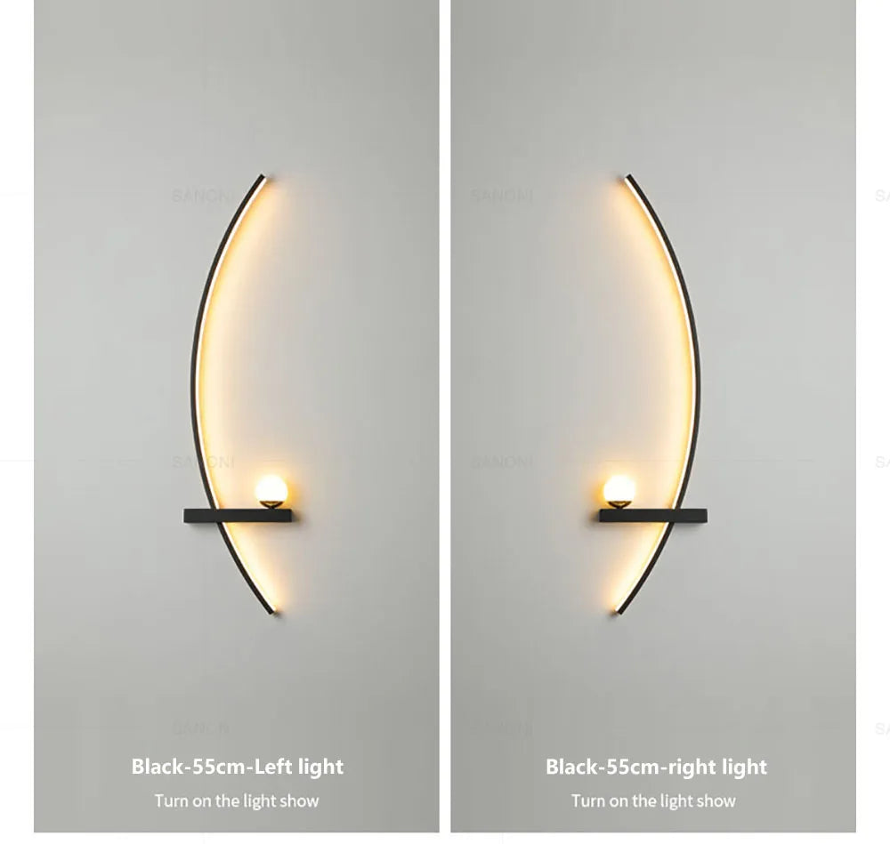 Nordic led lâmpada de parede listras arandela para o quarto cabeceira sala estar estudo escadas decoração casa luminária interior lustre