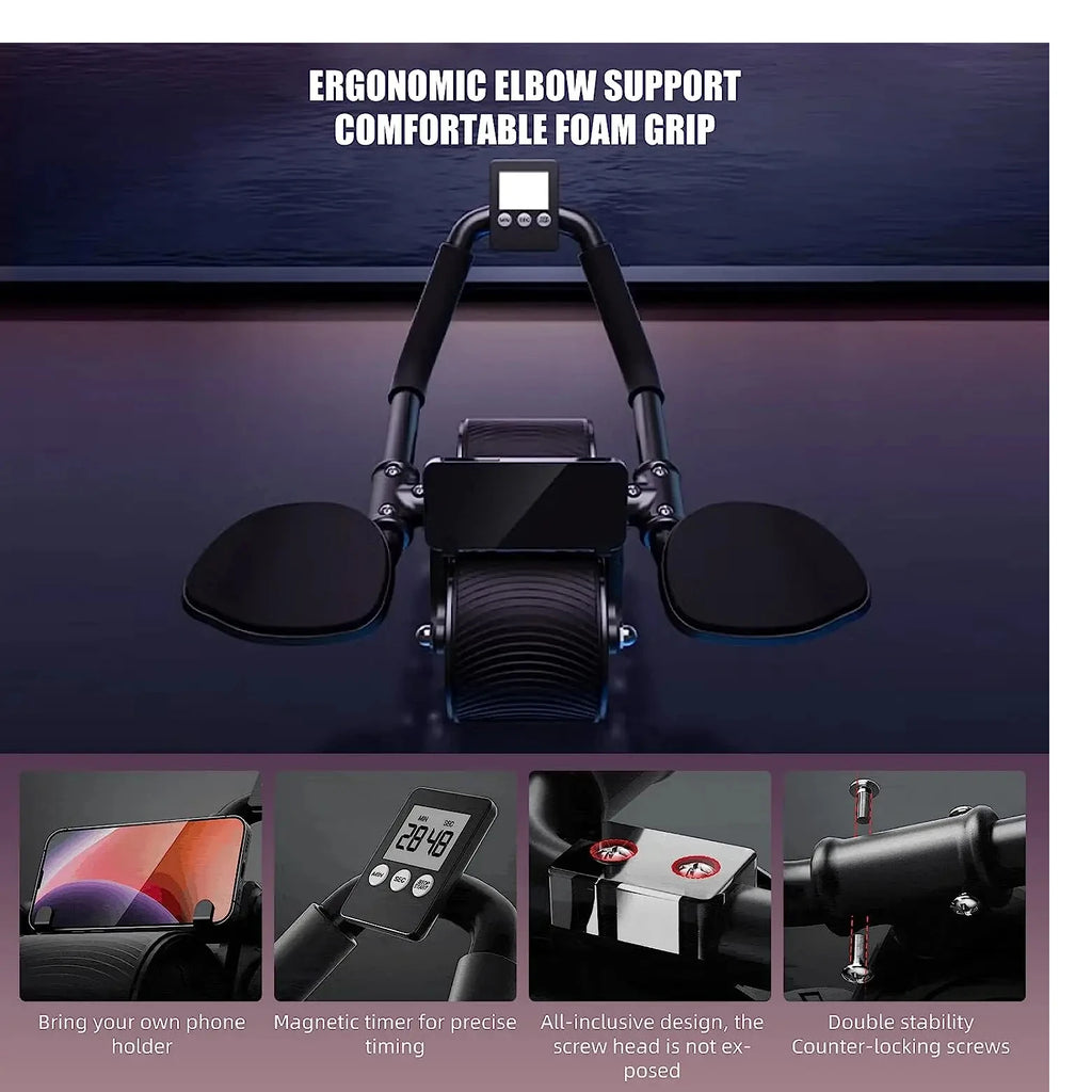 Suporte de cotovelo rebote automático roda abdominal núcleo muscular ab trainer com contador exibição fitness exercício rolo roda
