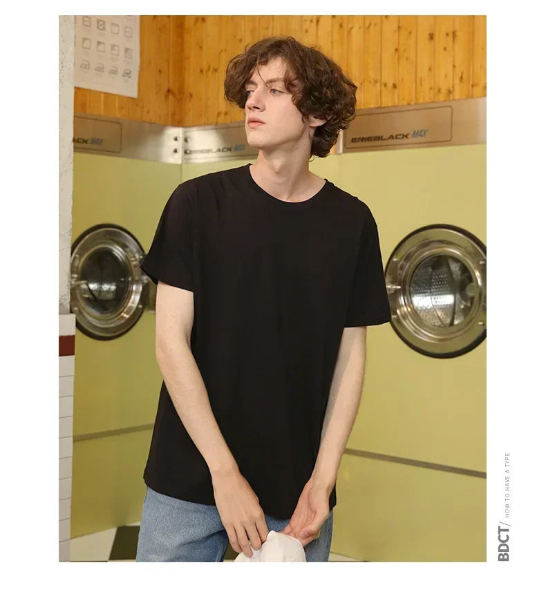 100% algodão sólido tshirts dos homens de manga curta moda marca tendência branco preto roupas t mulher produtos personalizados verão