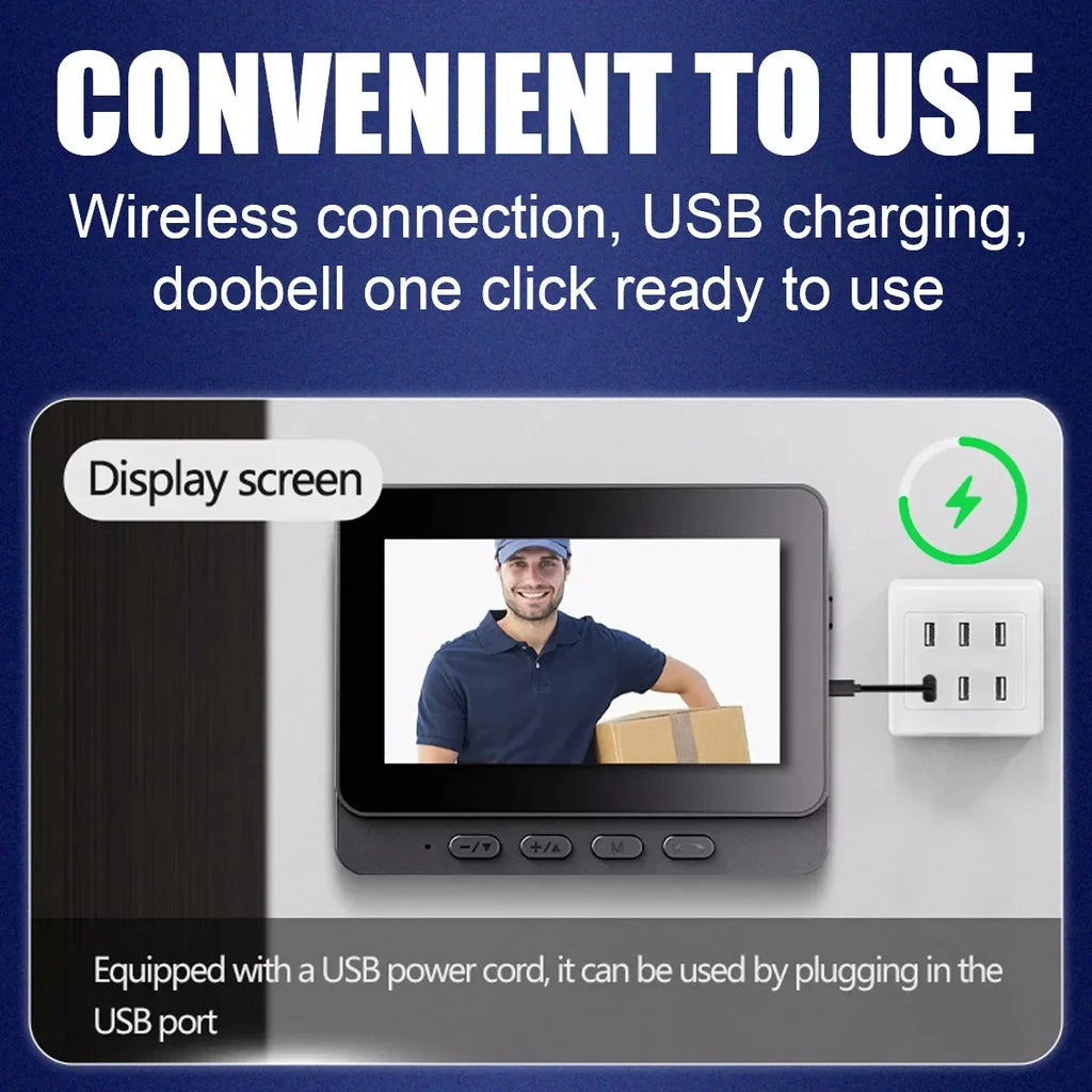 Campainha sem fio wi-fi, câmera 1080p, vídeo porteiro, à prova d'água, tela ips de 4,3 polegadas, segurança doméstica, campainha da porta, visão noturna ir