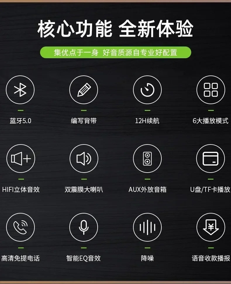 Alta fidelidade sem fio bluetooth alto-falante portátil à prova dwaterproof água coluna de som alta potência estéreo surround rgb subwoofer caixa de som tws/usb