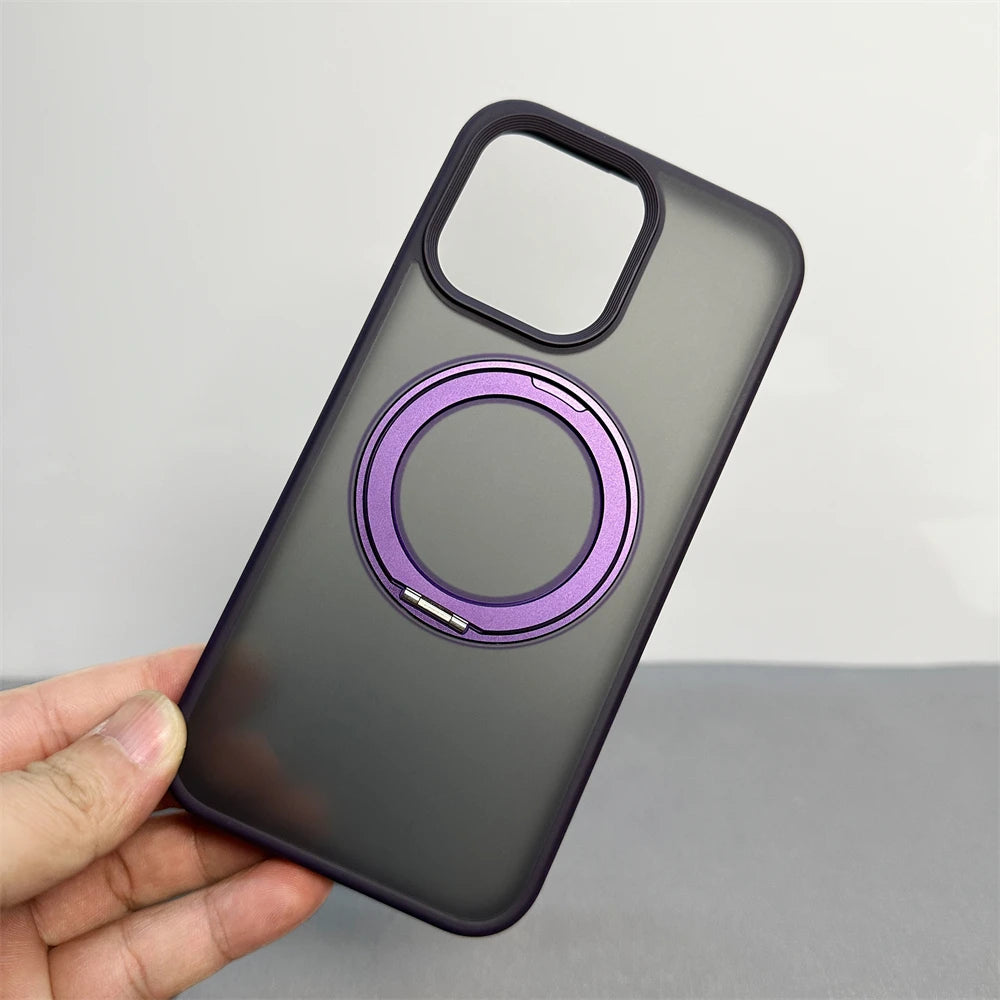 360 °   Rotação de metal anel titular magnético pára-choques caso para iphone 16 pro max 15 14 13 para magsafe carga sem fio capa à prova de choque