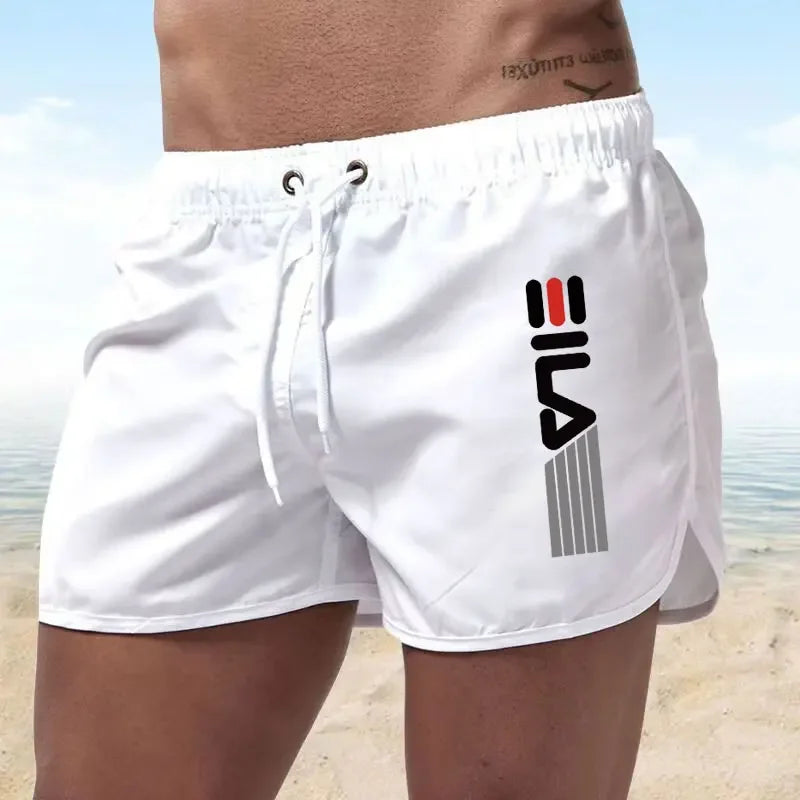 Calções de verão dos homens de secagem rápida calções de banho respirável net secagem rápida surf praia calças de fitness dos homens calções de cintura elástica