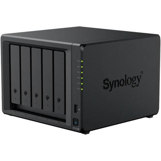 Synology DiskStation DS1525+ NAS Enclosure, AMD Ryzen V1500B, 8GB RAM, 5 Drive Bays, 3.5" SATA HDD, 2.5" SATA SSD & M.2 2280 NVMe SSD Support | DS1525+