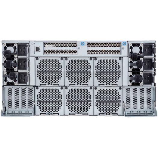 HPC AI GPU Server, Workstation NVIDIA HGX H200 8-GPU Server, AMD 2x EPYC 9754, 2.304TB (24x 96GB) RAM, 2x 1.92TB SSD + 3x 7.68TB SSD Storage, 8x ConnectX-7 VPI 400GbE & 2x VPI 200Gbe | G593-ZD1- AAX3