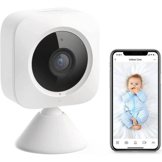 Switchbot Security Indoor Camera, With Motion Detection, Night Vision & 2 Way Audio, Works With Alexa, Battery Powered, Wifi Connectivity, For Home Security, White | W1301200