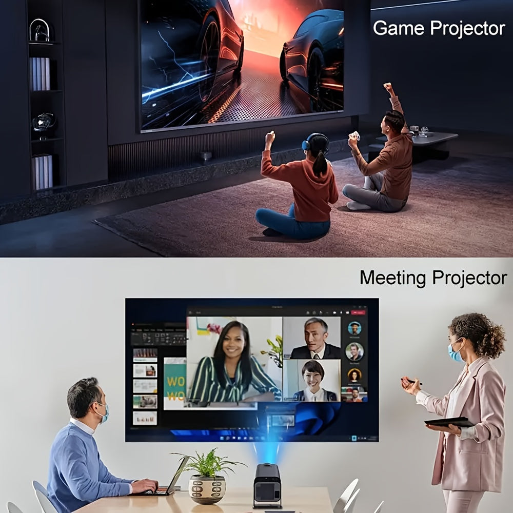 [Ultra HD 4K Support] HY320mini, Smart 1080P Projector with WiFi6 and Wireless, 300ANSI Movie Projector, Built-in Speaker Projector, Built-in Android System, 180° Rotatable, with Remote Control, Compatible with Smartphones,