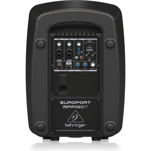 Behringer Europort MPA40BT Portable PA System, 40W Compact Bluetooth PA with Rechargeable Battery, Bluetooth Streaming, Built In Mixer, Mic/Line Inputs & Easy Transport Design | MPA40BT