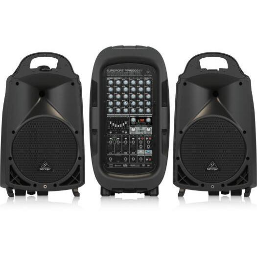 Behringer Ultra-Compact 2000W 8-Channel Portable PA System with Bluetooth Wireless Technology, Wireless Microphone Option, Klark Teknik Multi-FX Processor & FBQ Feedback Detection | PPA2000BT