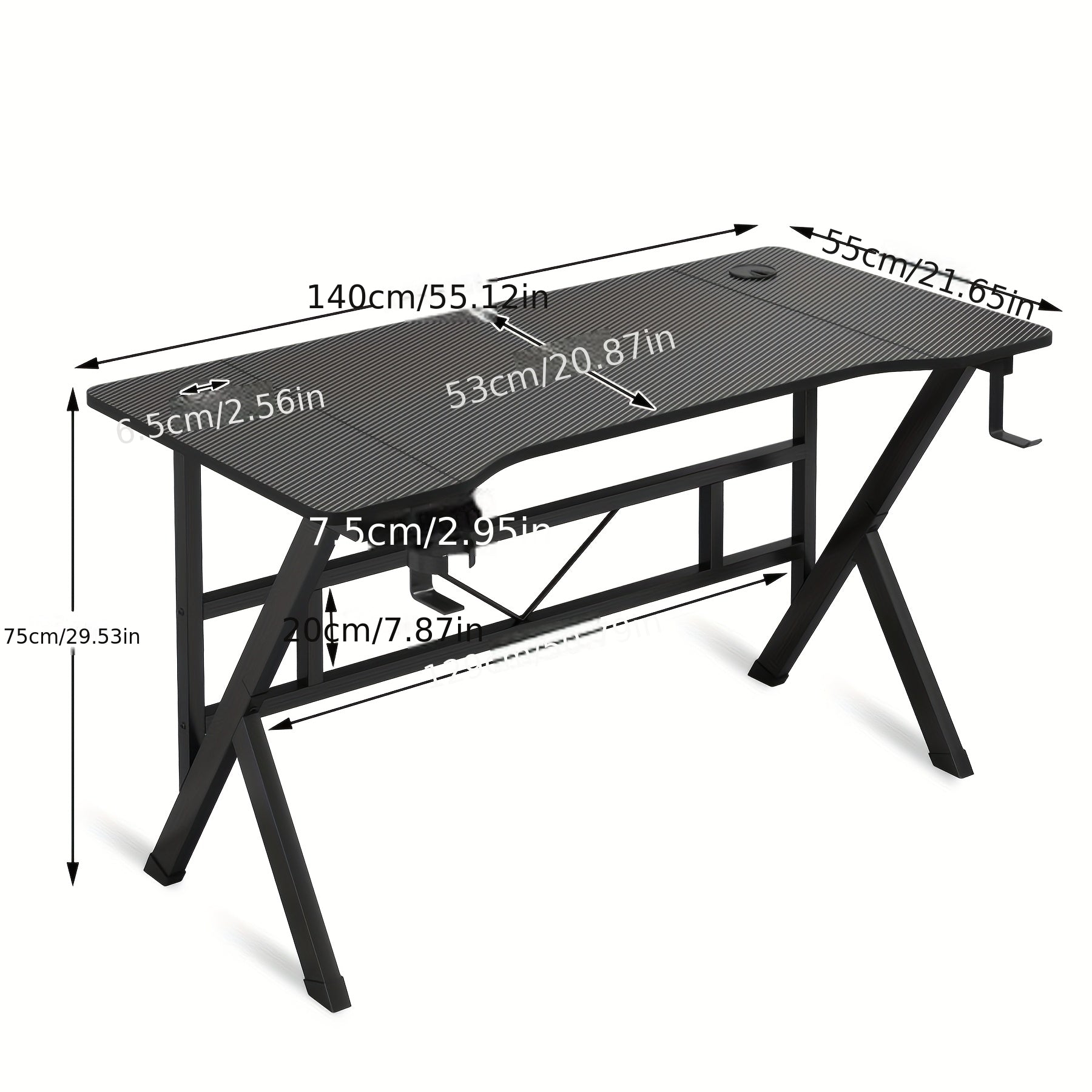 LAFULAIFU Computer Table - 110Cm/140Cm Desk Designed for Computers, Featuring a Headphone Hook And Cup Holder. It Boasts a Robust Metal And Wood Build, with a Modern Gaming Style Available in White Or Black