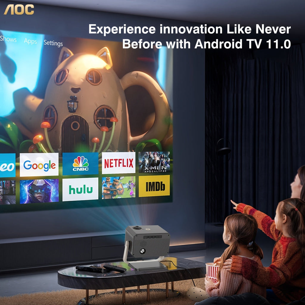2025 Smart Full HD/4K Projector with Auto Calibration, 6 & BT 5.2, Built-in Speakers & LCD Display - Smart TV Projector Suitable for Theater, Gaming, Compatible with 4K Content